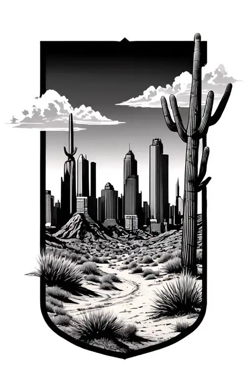 Phoenix Arizona Desert And City Skyline Inside