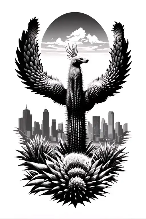 Phoenix Arizona Cactus Native Animals And City Skyline Inside