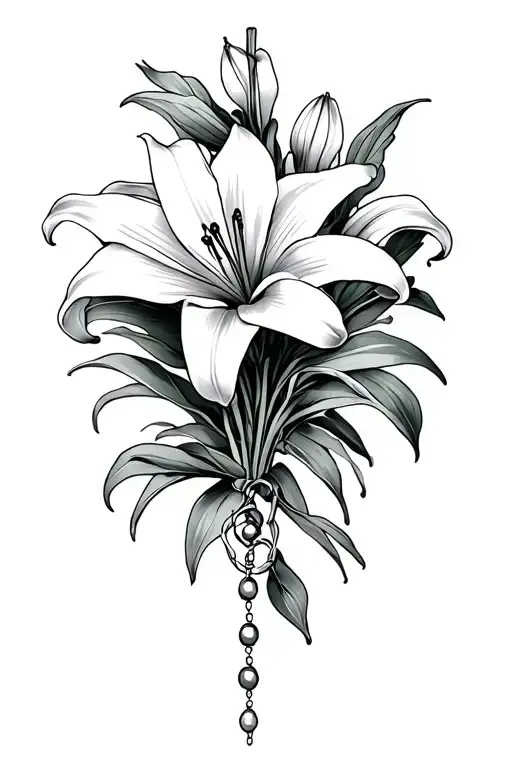 Lilies With Rosary