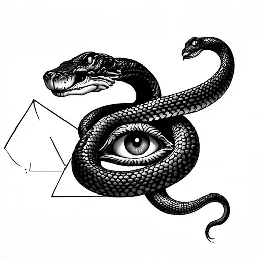 Snake Wrap On Pyramid Shape With One Eye In The Middle