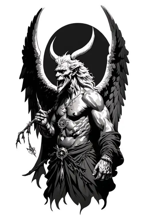 Angel Demon With Compass