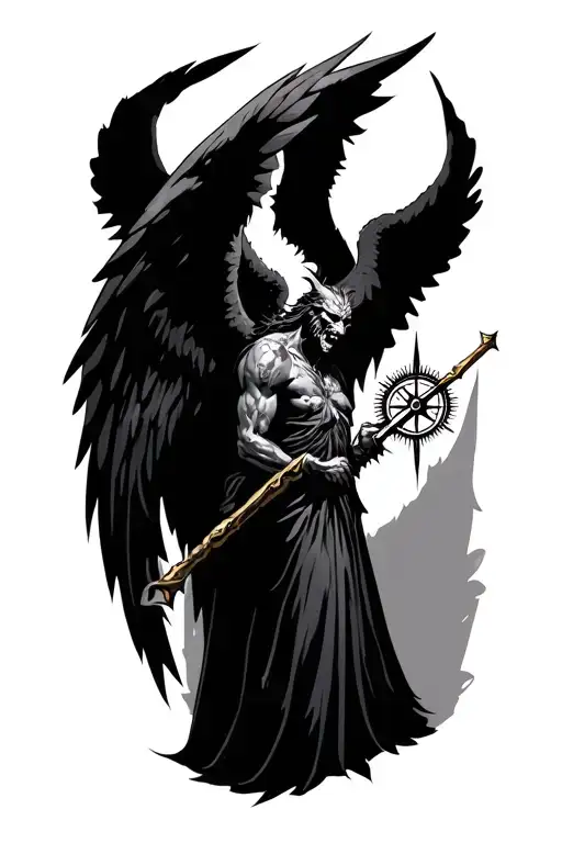Angel Half Demon With Compass