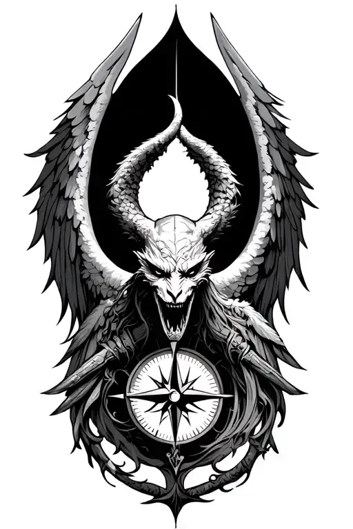 Angel Half Demon With Compass
