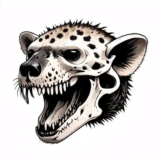 Hyena And Otter Skull Surrounded