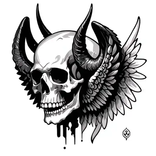 Skull With Horns And Wings Celtic