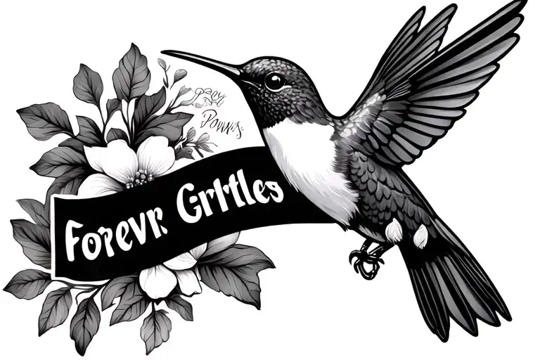 Humming Bird With The Words Forever Pawpaws Little Girl Beside Of It