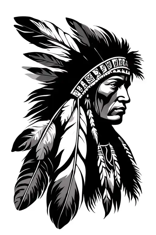 Native Americans Style With Feather