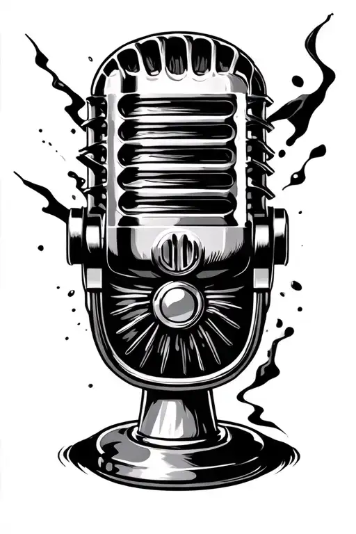 Retro Microphone With Wave Breaking