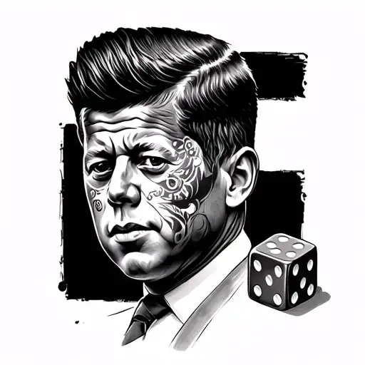 Jfk With Face Tattoo Of Dice Rolling