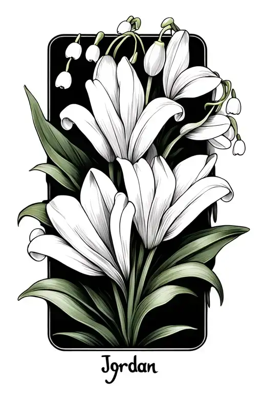 Lily Of The Valley With Jordan Written In Cursive Hidden In The Pedals