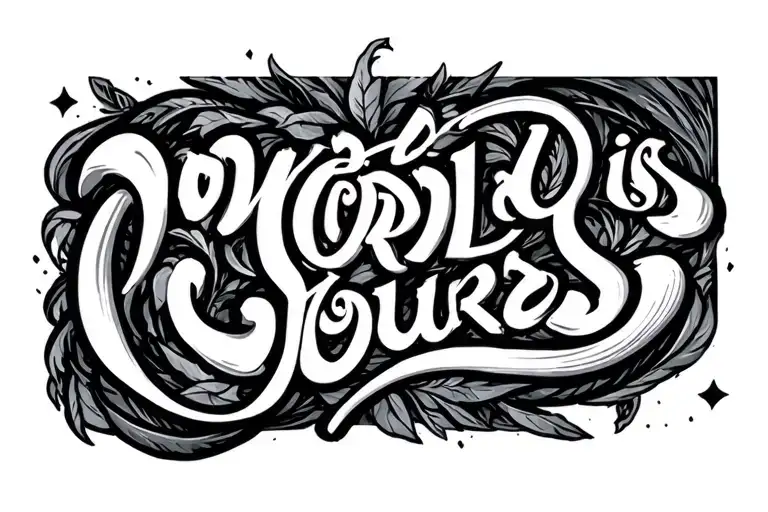 The World Is Yours Calligraphic Tattoo Text