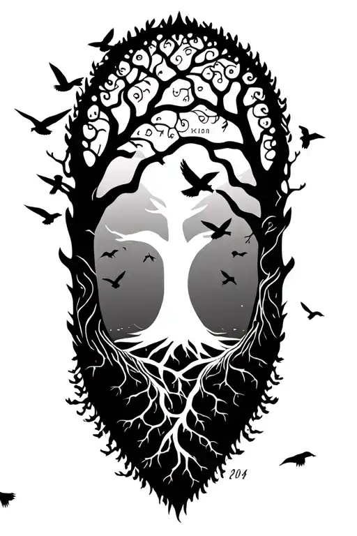 Tree Of Life With My Last Name Dixon And Birds Flying