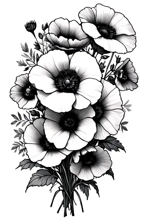 Poppy And Morning Glory Flower Bouquet