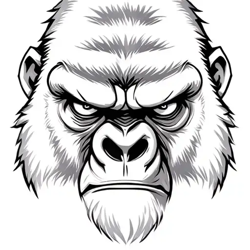 Gorilla Face Angry Eyes Mouth Open