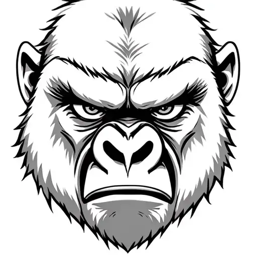 Gorilla Face Angry Eyes Mouth Open Realistic