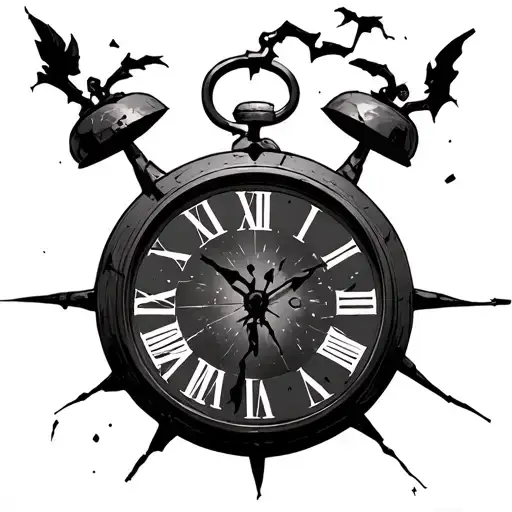 Broken Clock With Date In Roman Figures