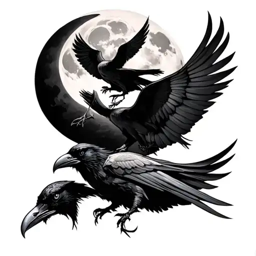 Leg Front Morrigan With Ravens And The Moon