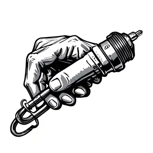 Skelton Hand Holding Spark Plug