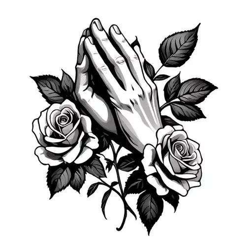 Praying Hands With Roses Growing