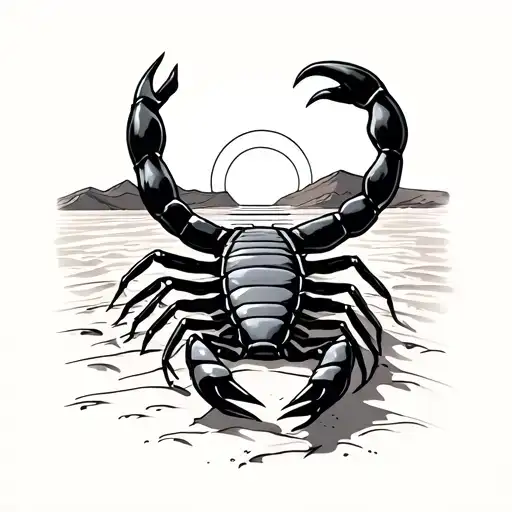 Desert With Scorpian At Sunset
