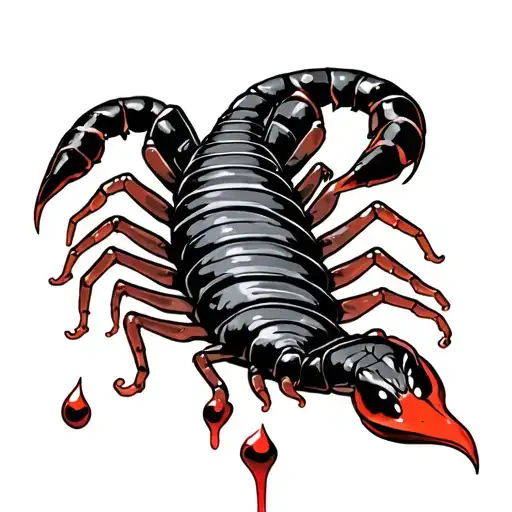 A Scolopendra With Highlighted Legs And Drops Of Blood