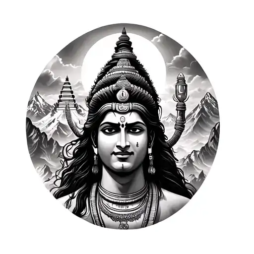 Full Back Mahadev Tattoo Featuring Kedarnath Temple & Kailash Parbat