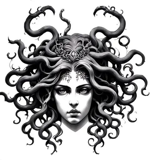 A Beautiful Medusa Head Mythological Goddess