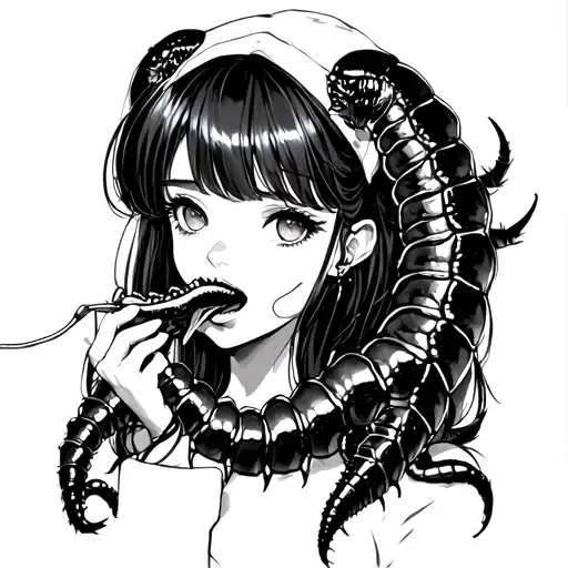 Anime Girl Eating Centipede