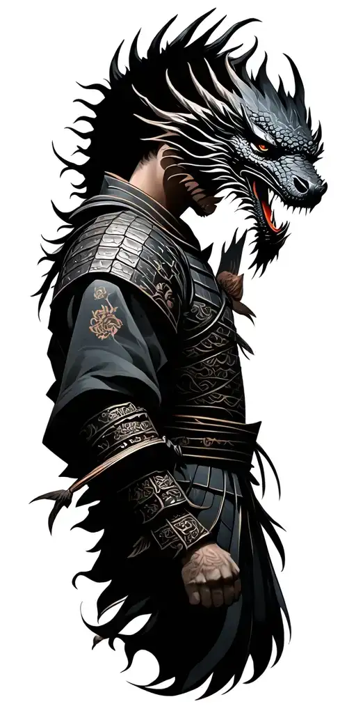 Samurai Warrior And Dragon Wrapped