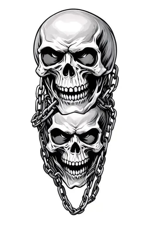 Addiction Evil Angry Skulls And Chains Wrapped