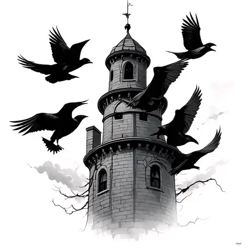 Prison Tower Crows Flying