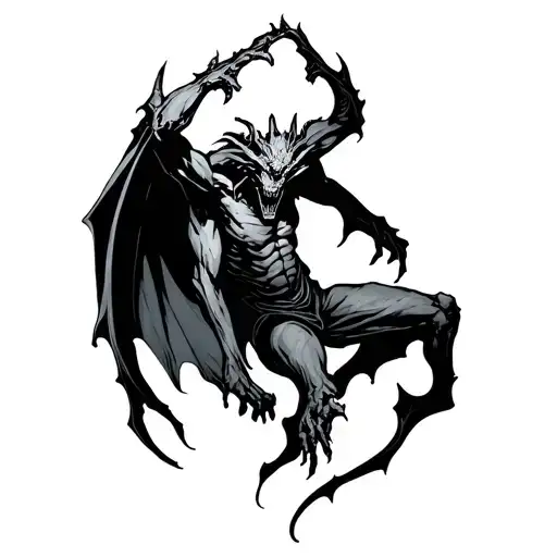 Demon Falling Simple Outline