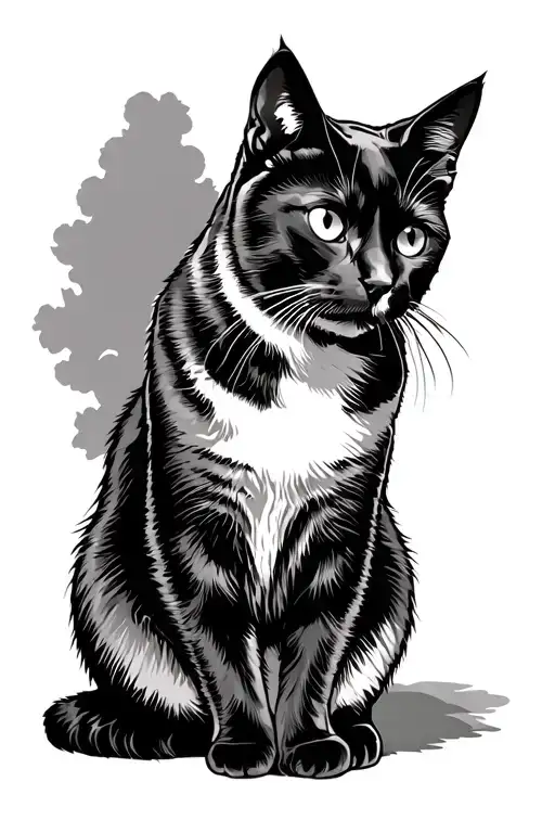 Black Norvegian Cat Sitting