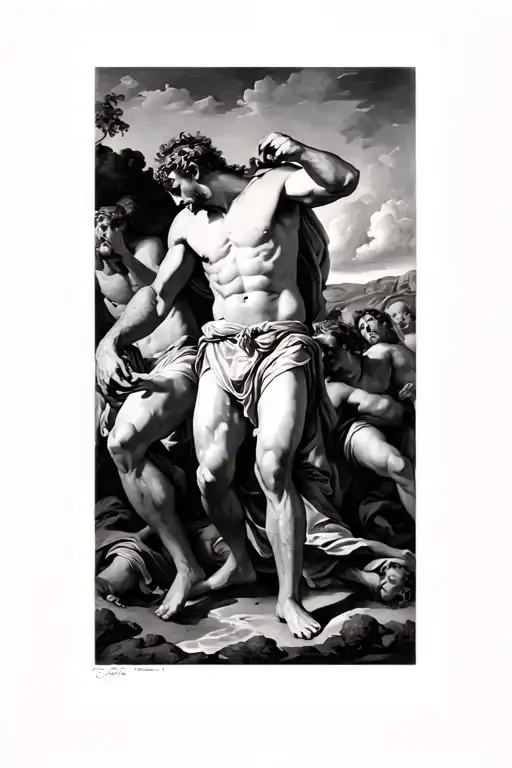 Caravaggio Painting Of David Beheading Goliath With A Square Border