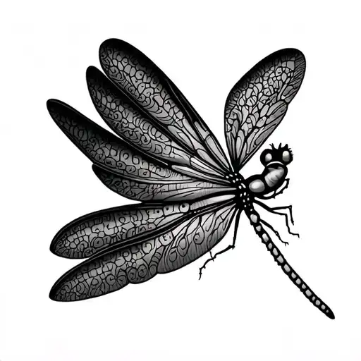 Dragonfly Clean Clear Detailed Original With Love Written In The Wing Pattern