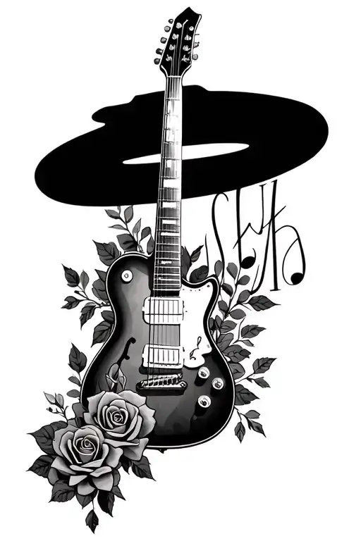Guitar Music With Roses And Bible Verses Leg Sleeve