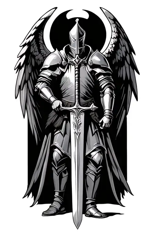 Winged Gothic Knight Holding A Sword