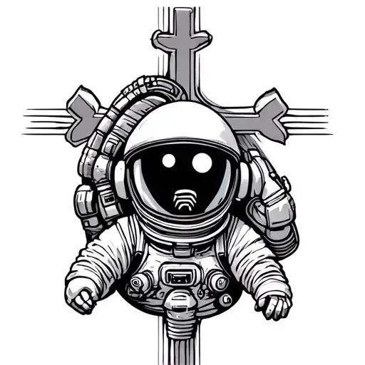 Simple Astronaut And Christian Cross
