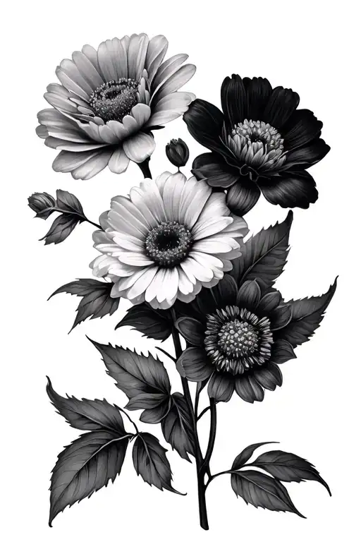 June October December September July Birth Flower Bouquet