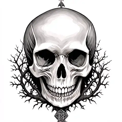 Irish Tree Of Life Skull