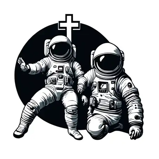 Simple Astronaut And Christian Cross