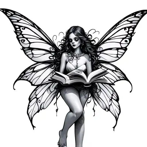 Fairy With Skulls And Books