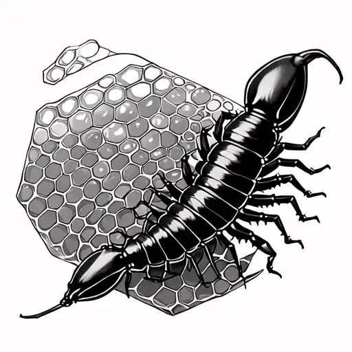 Centipede Surrounded By Open Cell Honeycomb