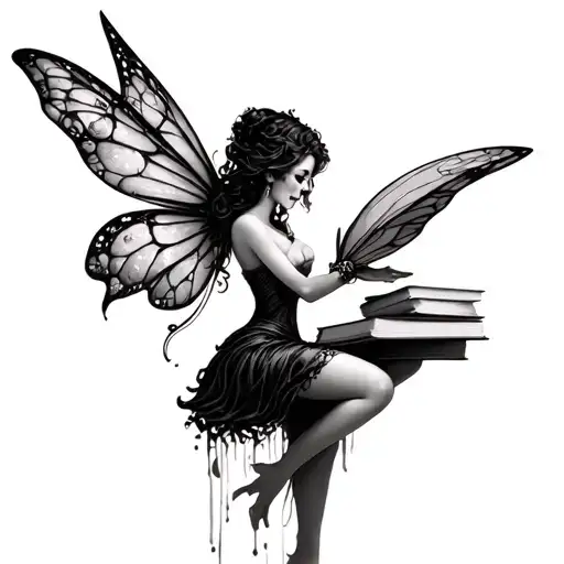 Fairy With Skulls And Books