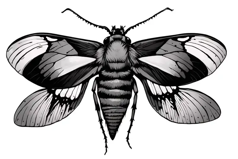 Night Moth With Abstract Lines In Wings