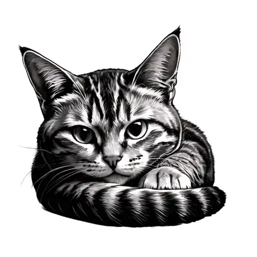 Cat On It's Back With Its Paws Tucked Inside Or Resting