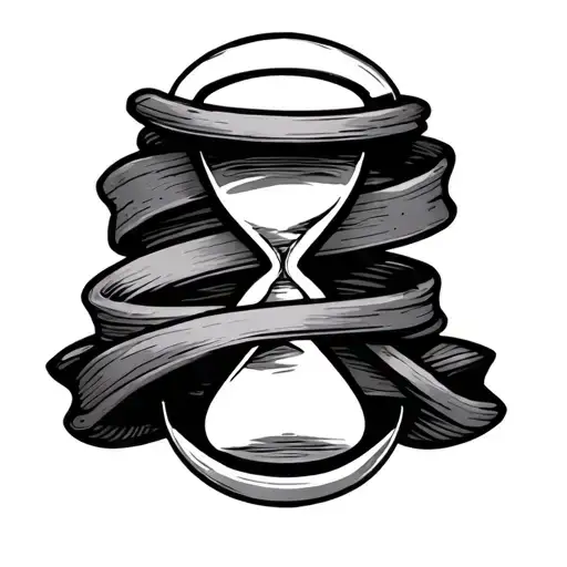 Forearm Tattoo With 3 Bands And An Hourglass Between The Bands