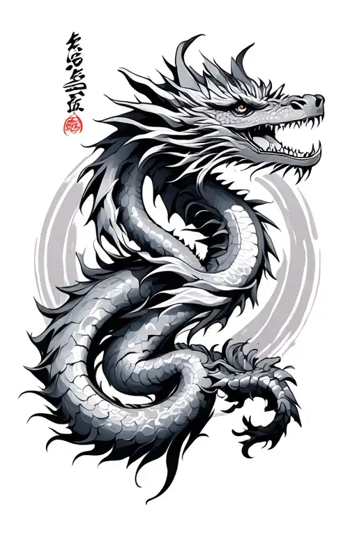 Caligraphy Saying Susant With Dragon Wrapped