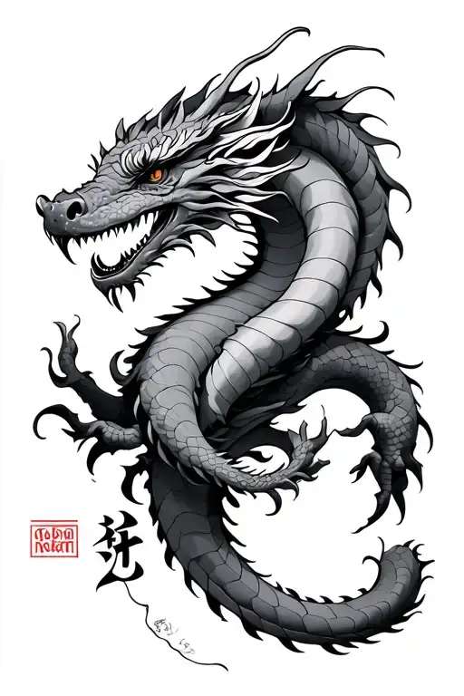 Caligraphy Saying Susant With Dragon Wrapped Around Caligraphy