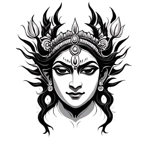 Powerful Kali Devi Face Calm Yet Furious Minimal